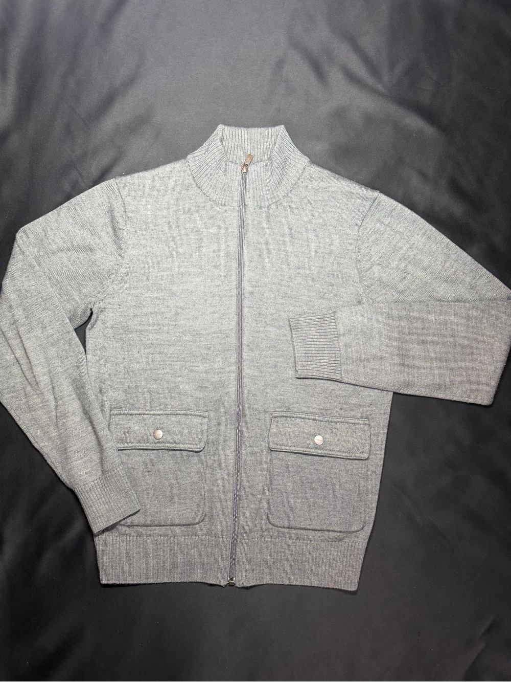 Michael Kors Men's Light Gray Full-Zip Knit Sweater